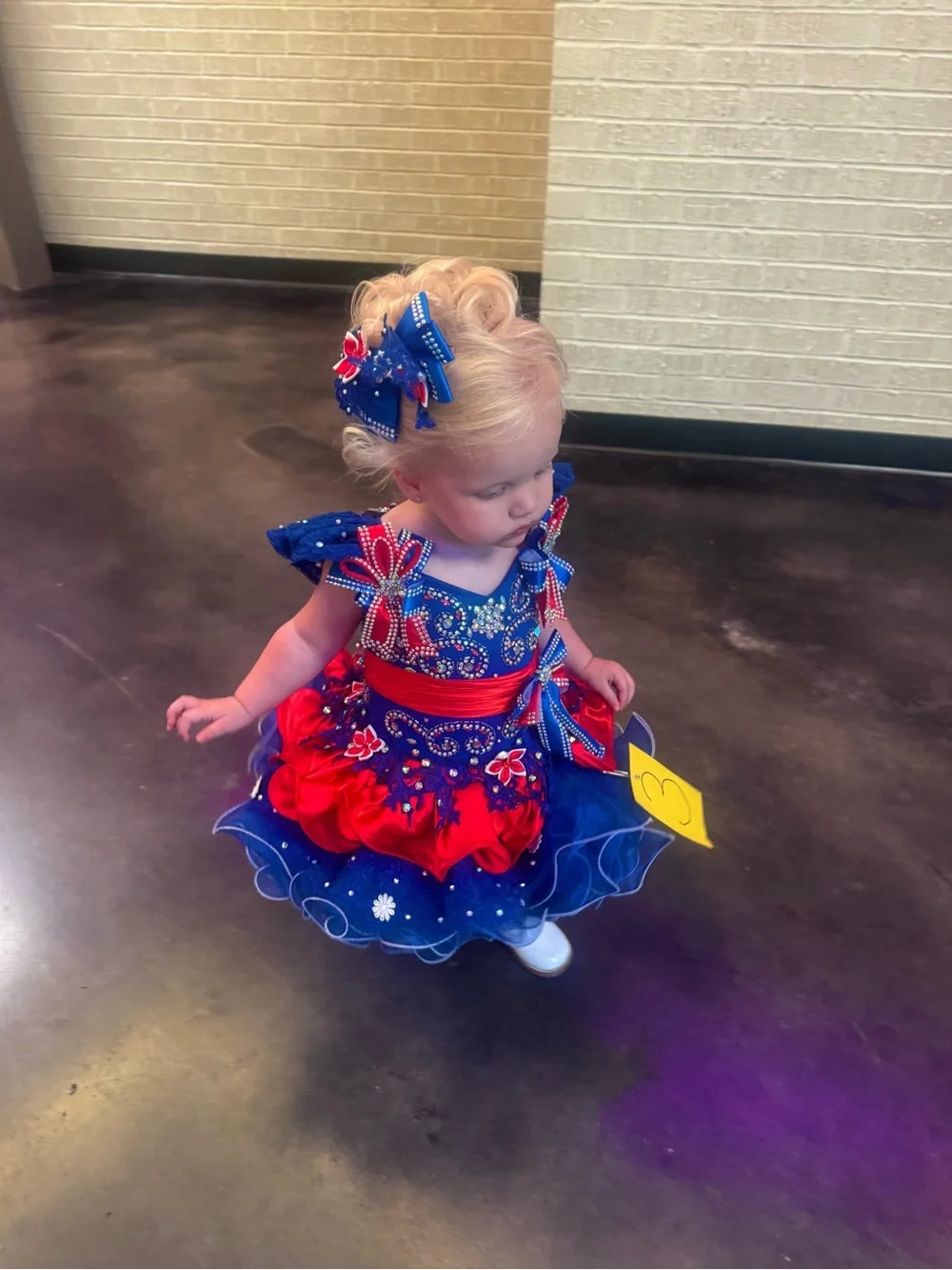 Blue & Red Sparkle Pageant Costume for Girls